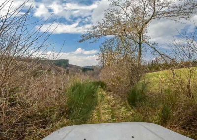 Paysage de Marche en Famenne vu depuis le 4x4 lors d'un stage