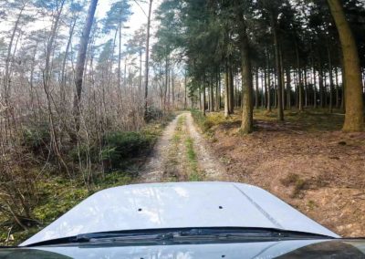 Paysage de Marche en Famenne vu depuis le 4x4 lors d'un stage